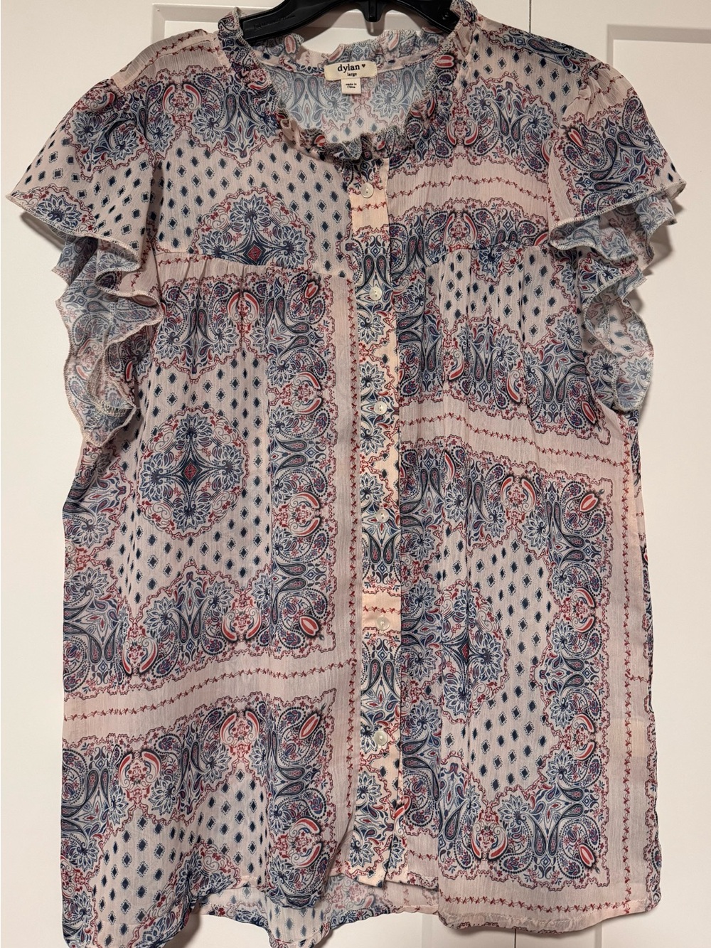 Dylan Woman's Sheer Button-Up Blouse Large